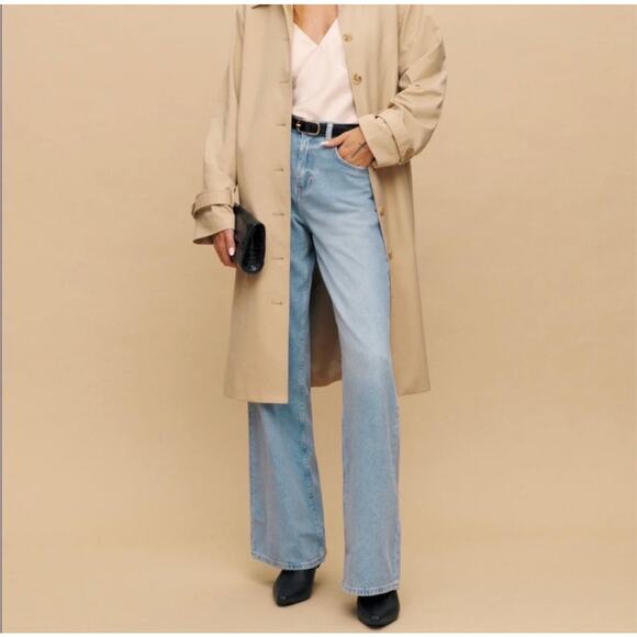 Reformation Jeans Cary High Rise Slouchy Wide Leg Jeans Light Bowen 31 Baggy - Picture 2 of 11